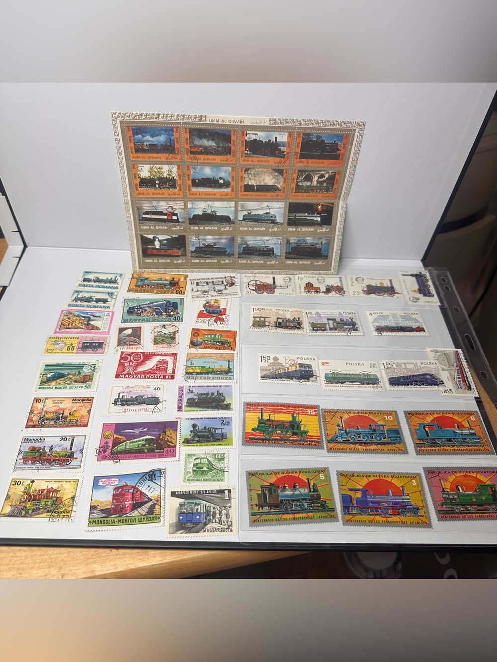Vintage Train Railroad Stamp Lot 40+ Worldwide Locomotive Collection Sheet